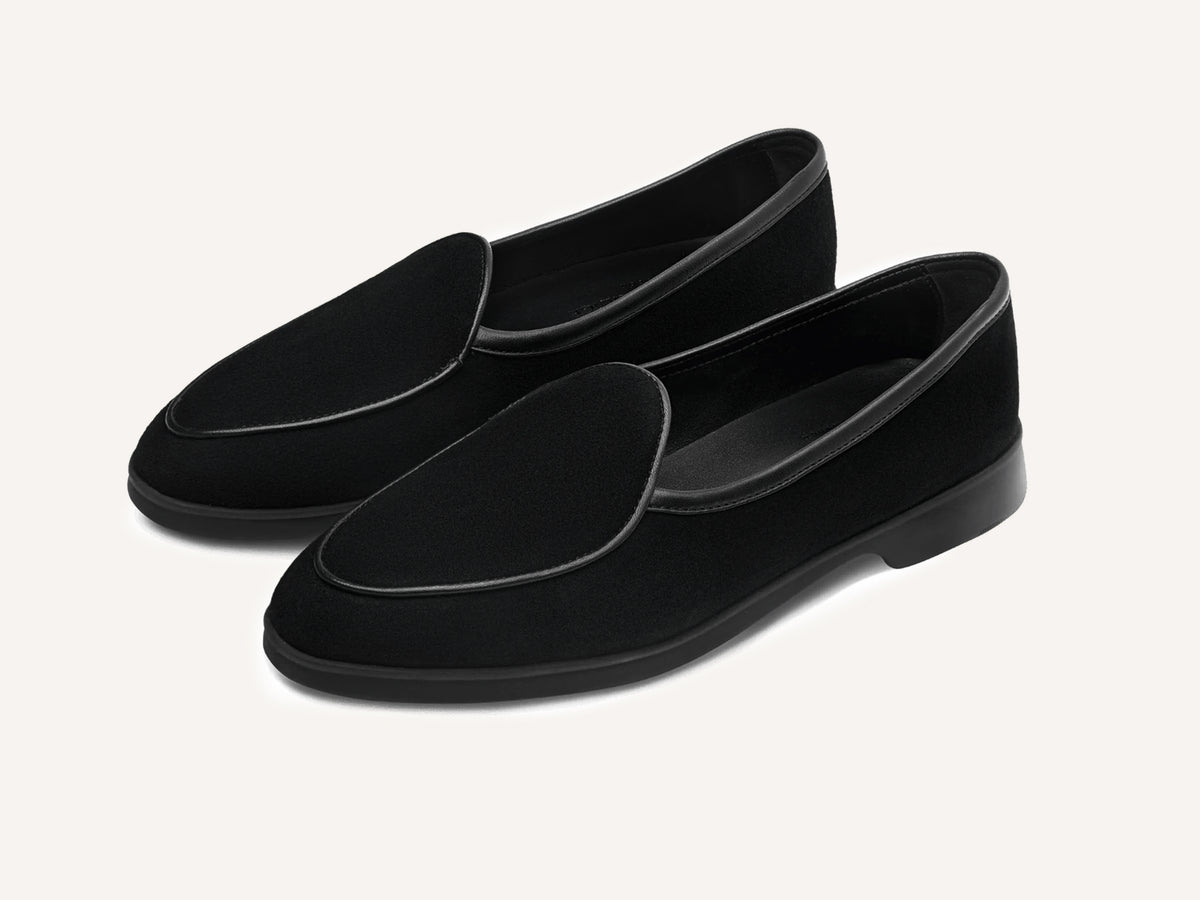 Stride Loafers in Black Glove Suede Dark Sole