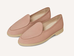 Stride Loafers in Blush Pink Glove Suede with Natural Sole