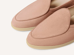 Stride Loafers in Blush Pink Glove Suede with Natural Sole