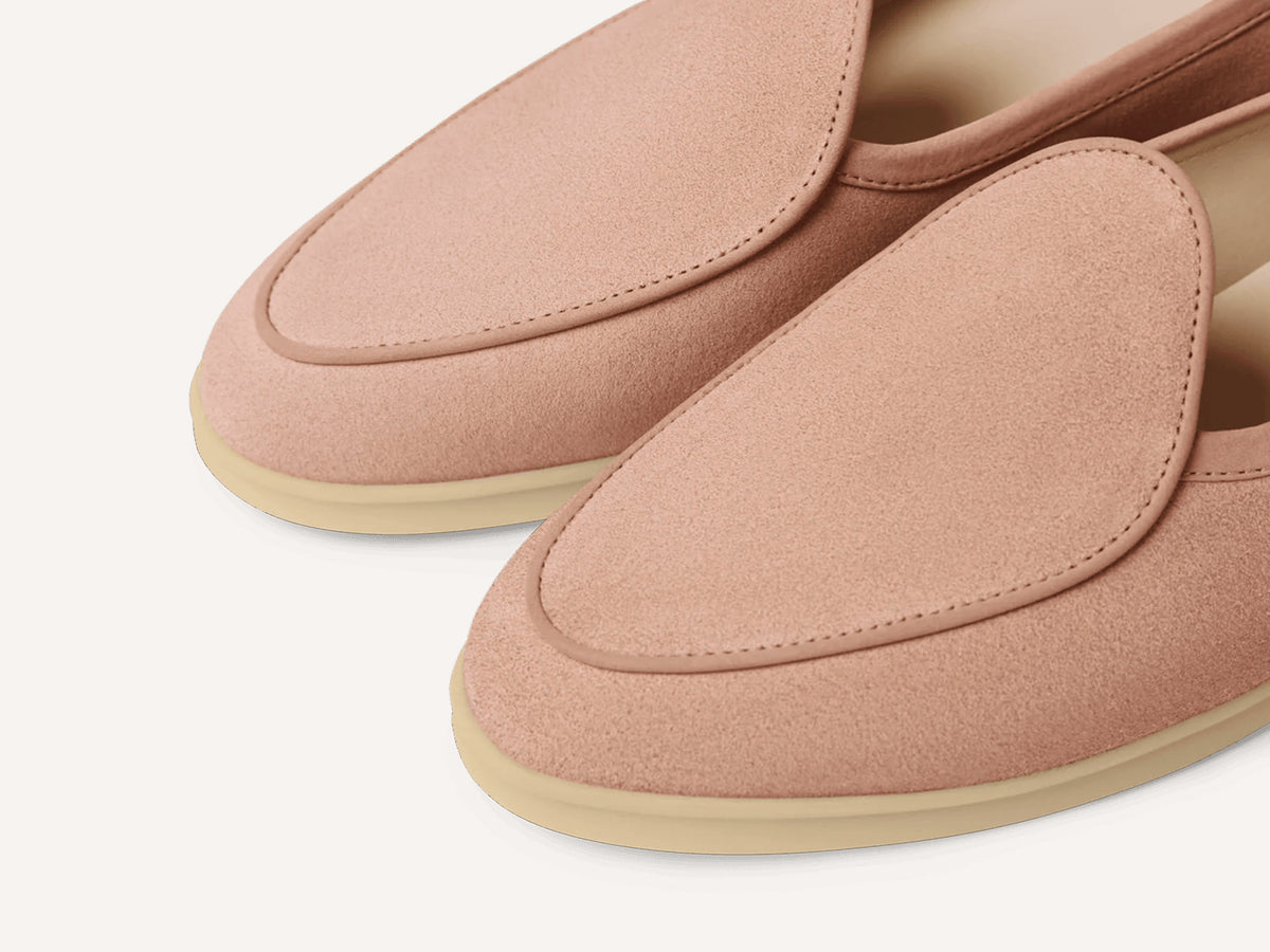 Stride Loafers in Blush Pink Glove Suede with Natural Sole