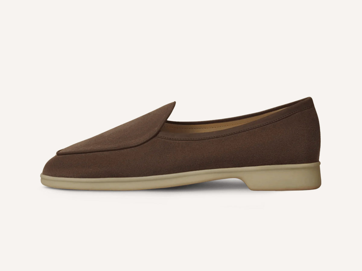 Stride Loafers in Deep Taupe Glove Suede Natural Sole