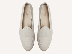 Stride Penny Loafers in Blanc Casse Moorland Calf with Natural Sole