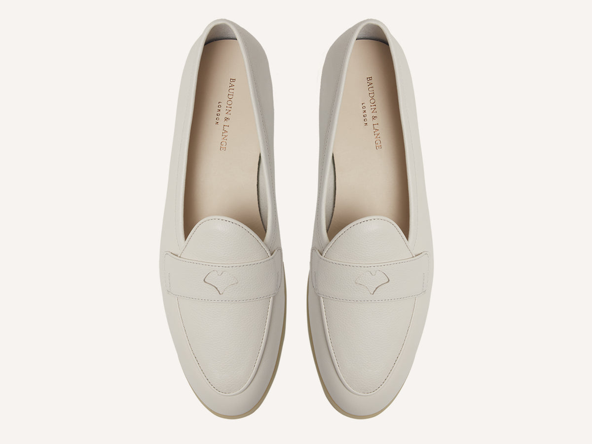 Stride Penny Loafers in Blanc Casse Moorland Calf with Natural Sole
