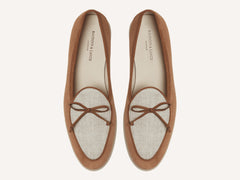 Stride String Loafers in Casaque Glove Suede and Linen Merlinen