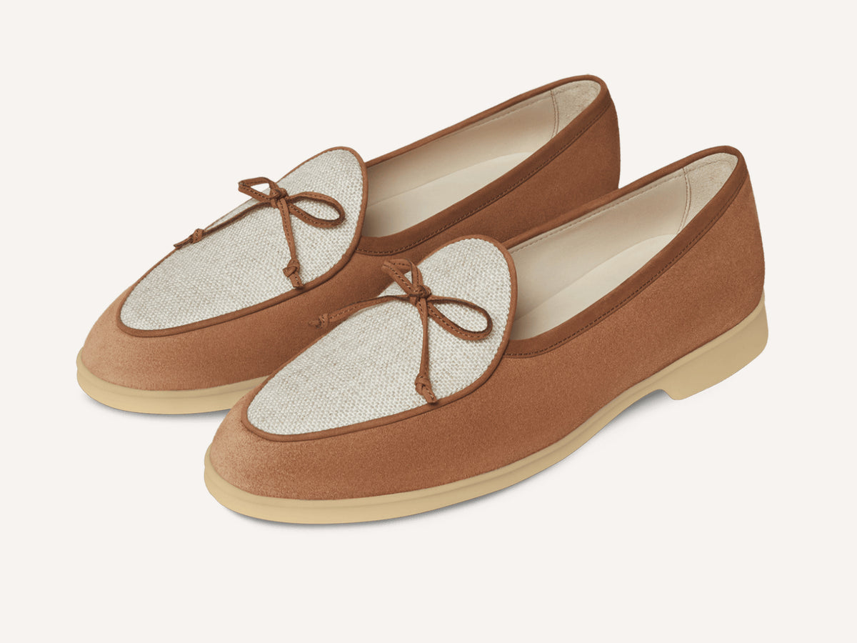 Stride String Loafers in Casaque Glove Suede and Linen Merlinen