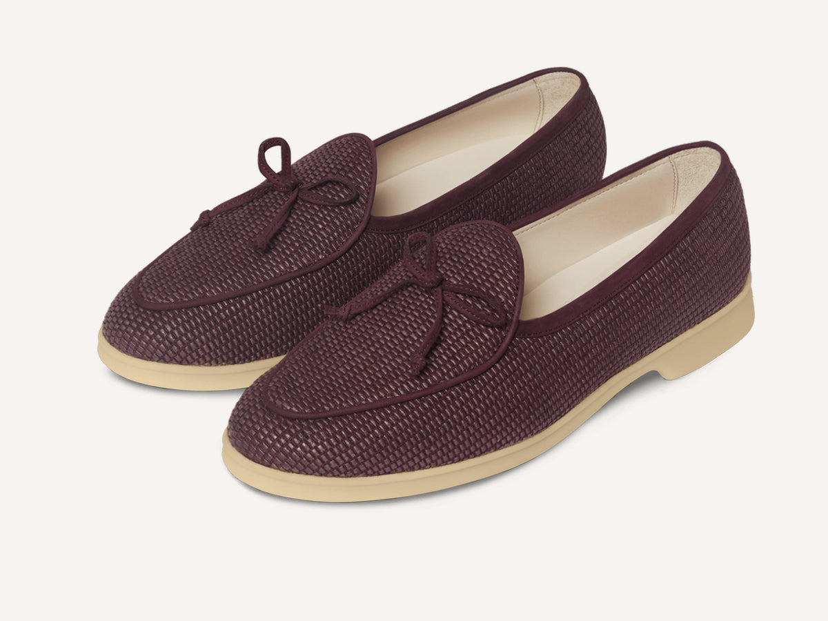 Stride String Loafers in Mauveine Purple Raffia with Natural Sole