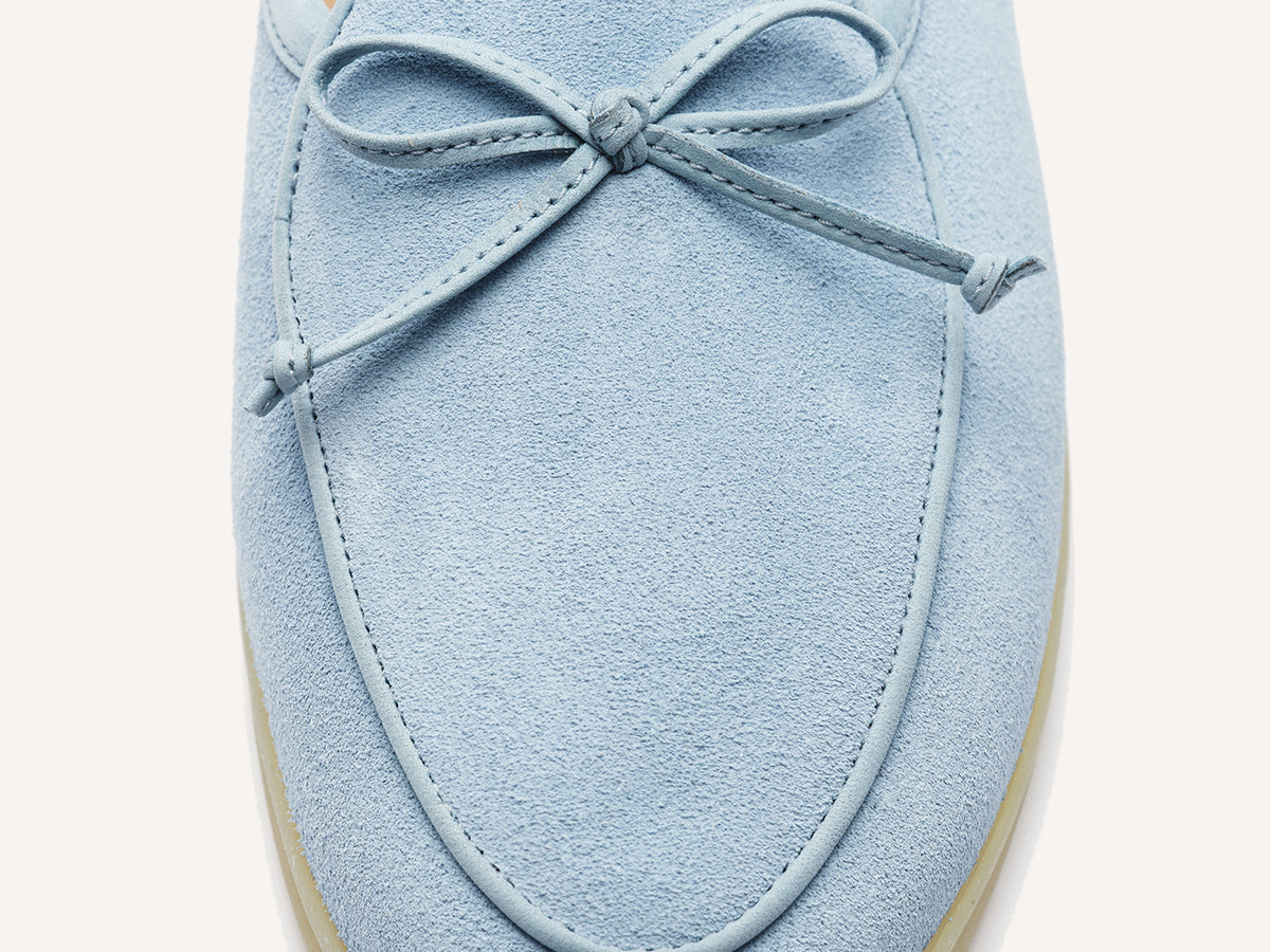 Stride String Loafers in Paraiba Blue Suede Natural Sole