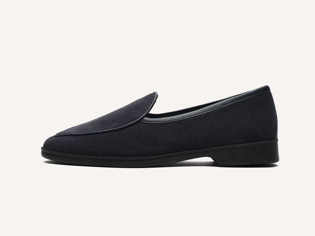 Stride Loafers in Midnight Navy Haptic Suede with Dark Sole