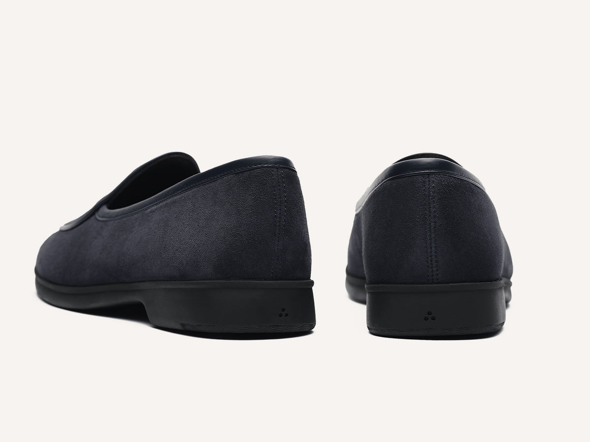 Stride Loafers in Midnight Navy Haptic Suede with Dark Sole