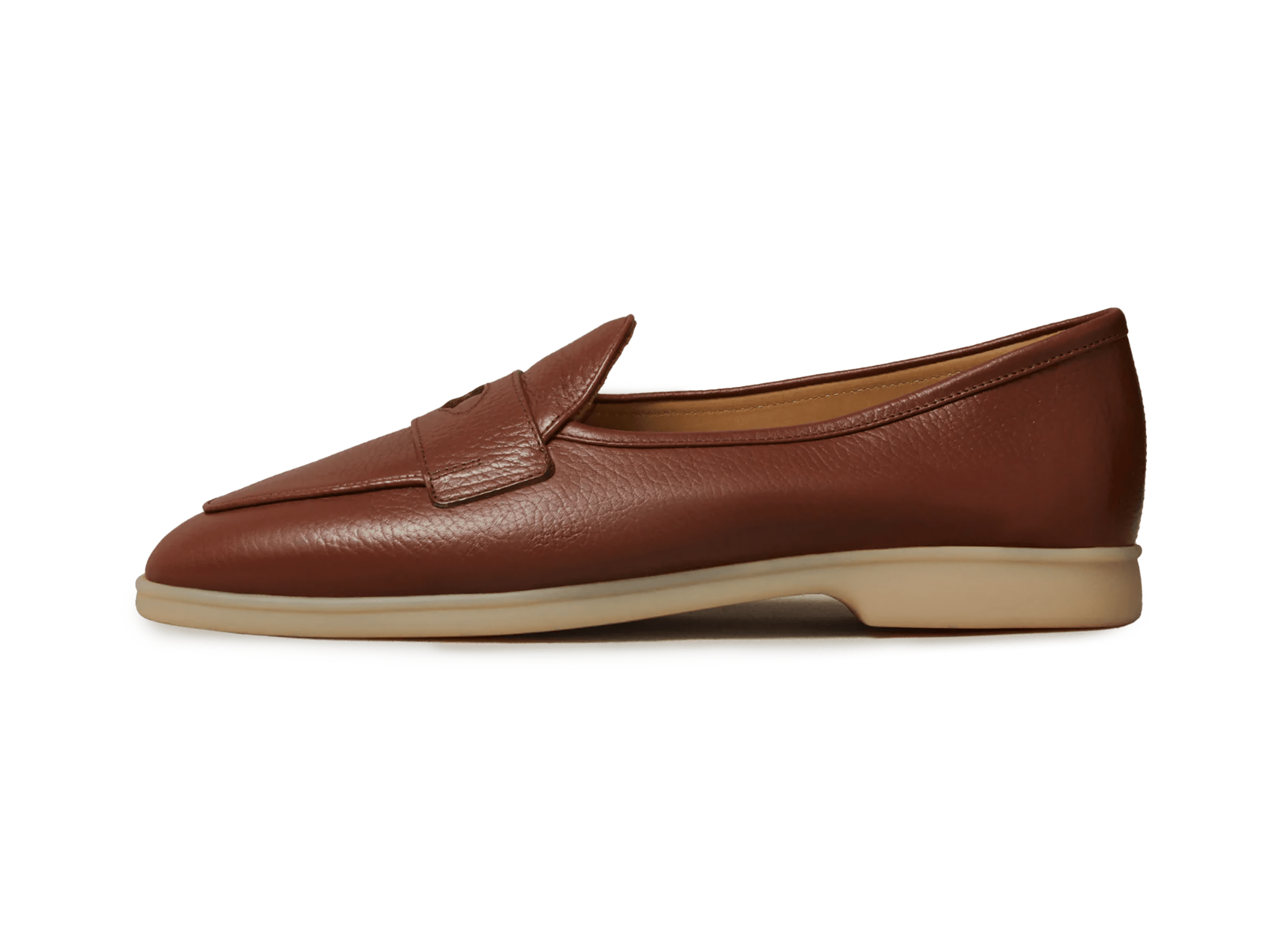 Stride Penny Loafers in Tan Moorland Calf with Natural Sole