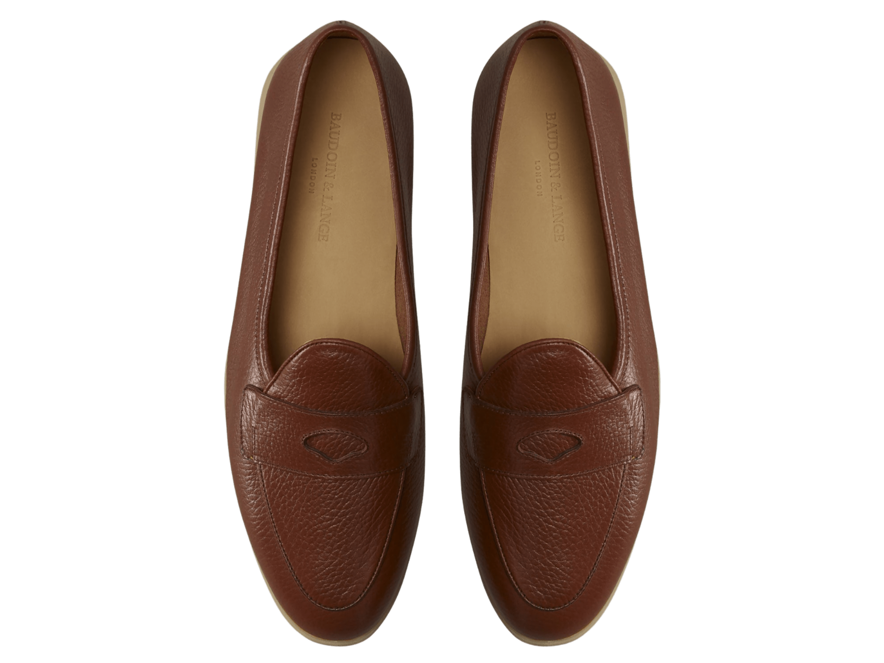 Stride Penny Loafers in Tan Moorland Calf with Natural Sole