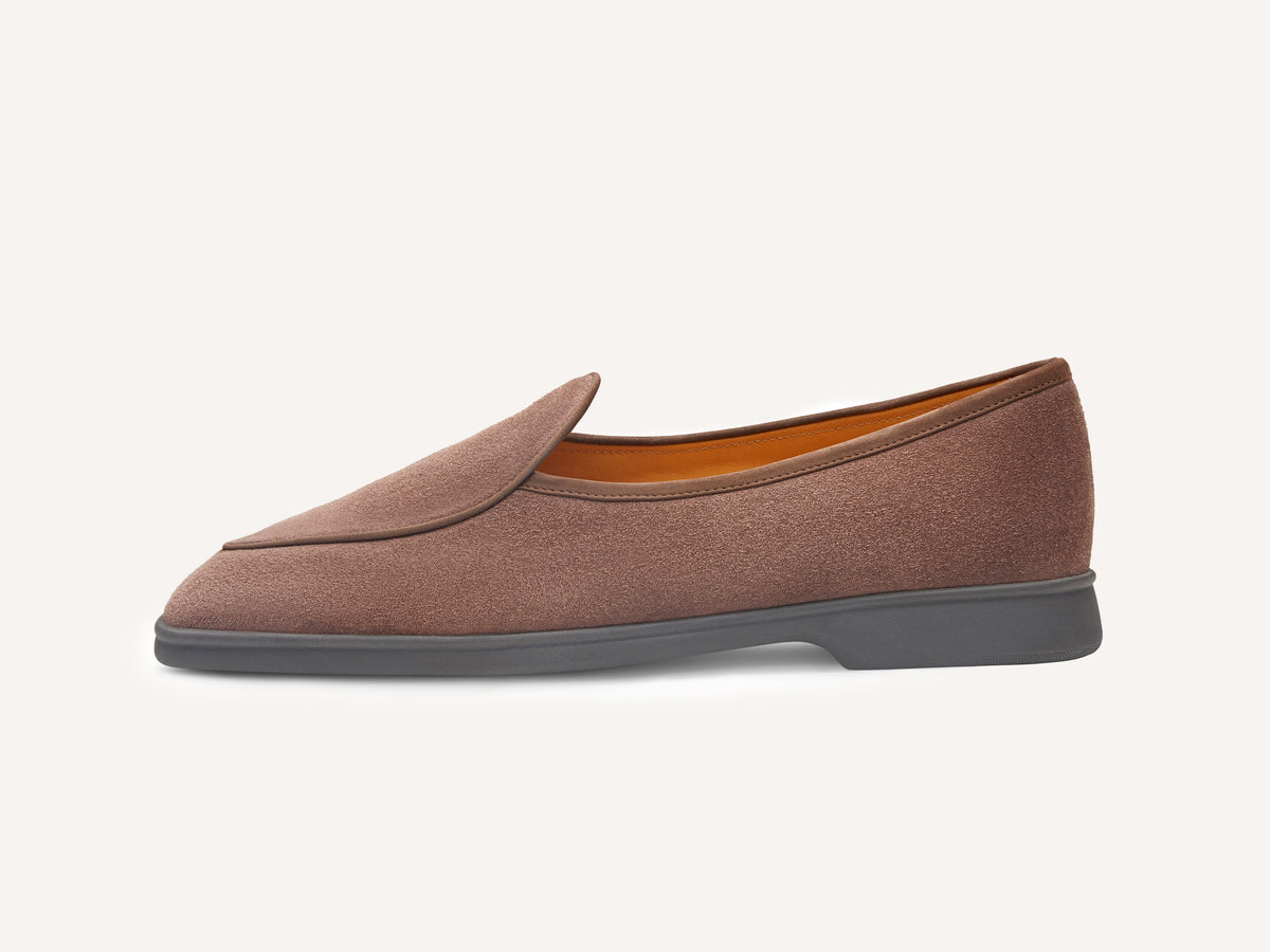 Stride Loafers in Deep Taupe Suede Dark Sole