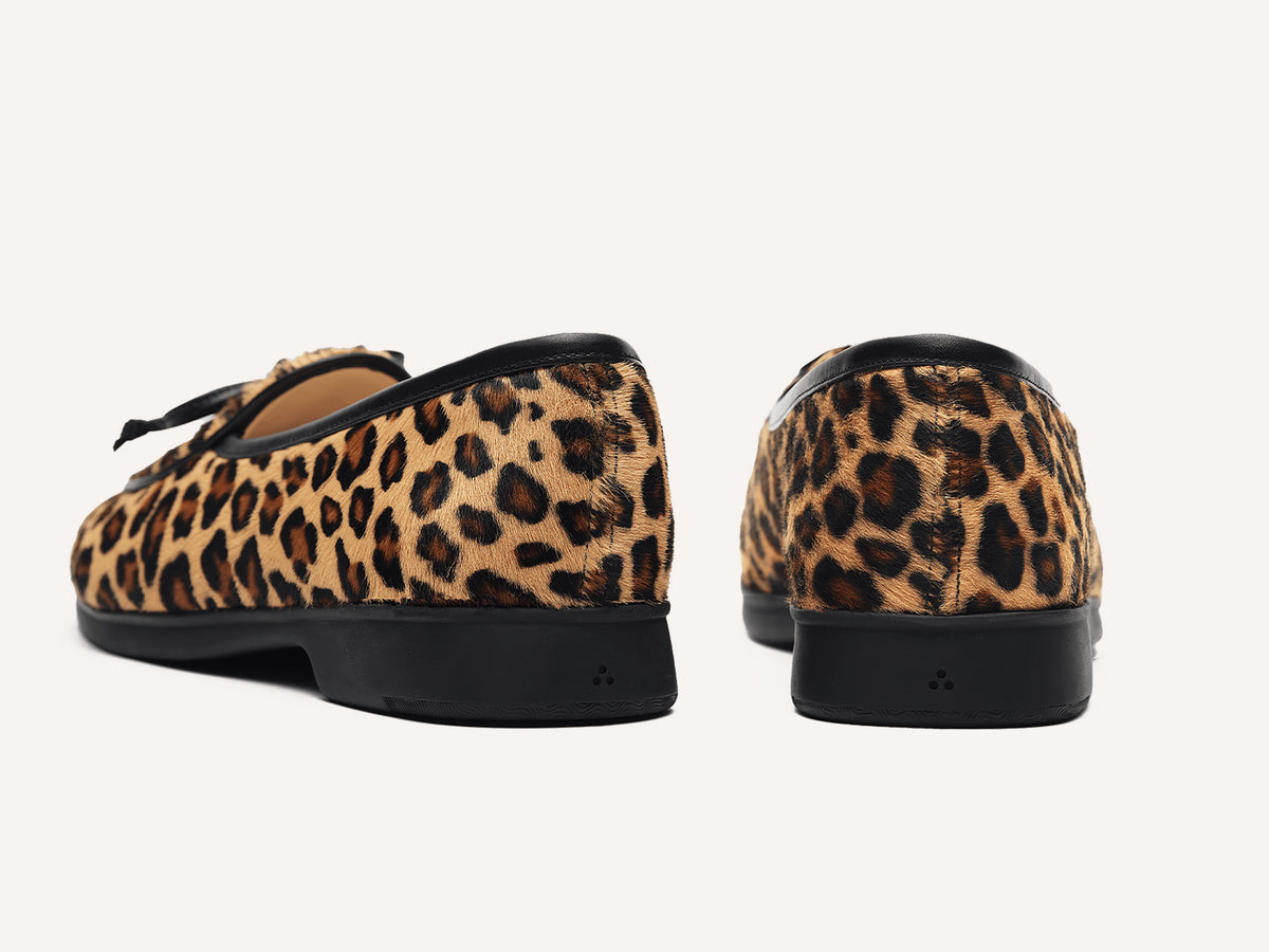 Stride String Loafers in Leopard Print Calf Hair