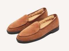 Stride Loafers in Moyen Brown Suede with Shearling Lining