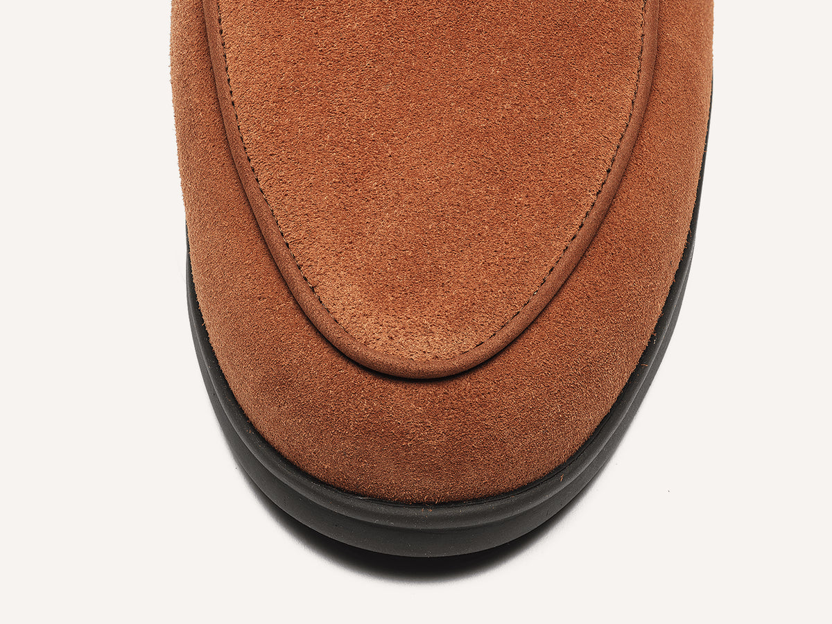 Stride Loafers in Moyen Brown Suede with Shearling Lining