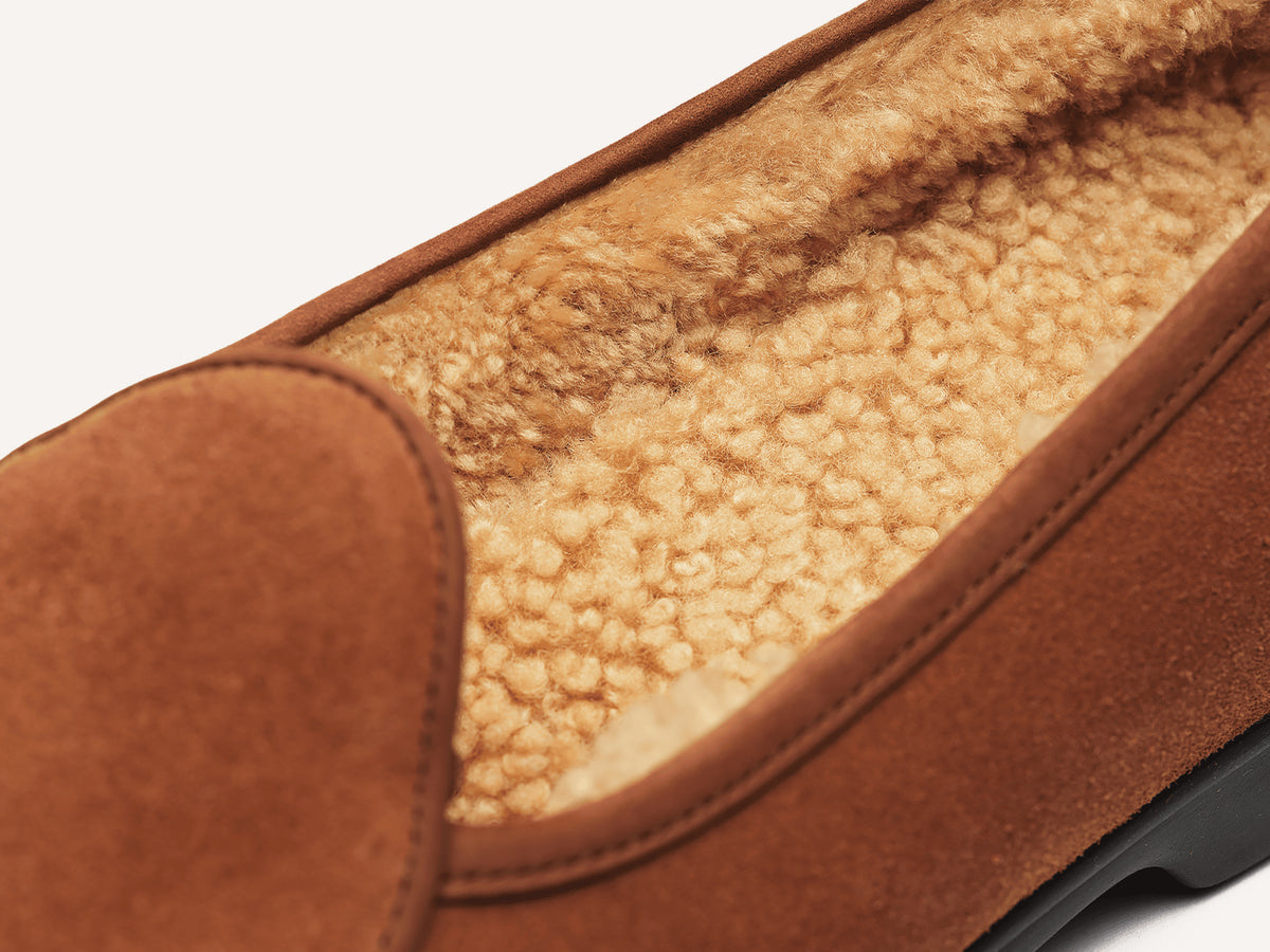 Stride Loafers in Moyen Brown Suede with Shearling Lining