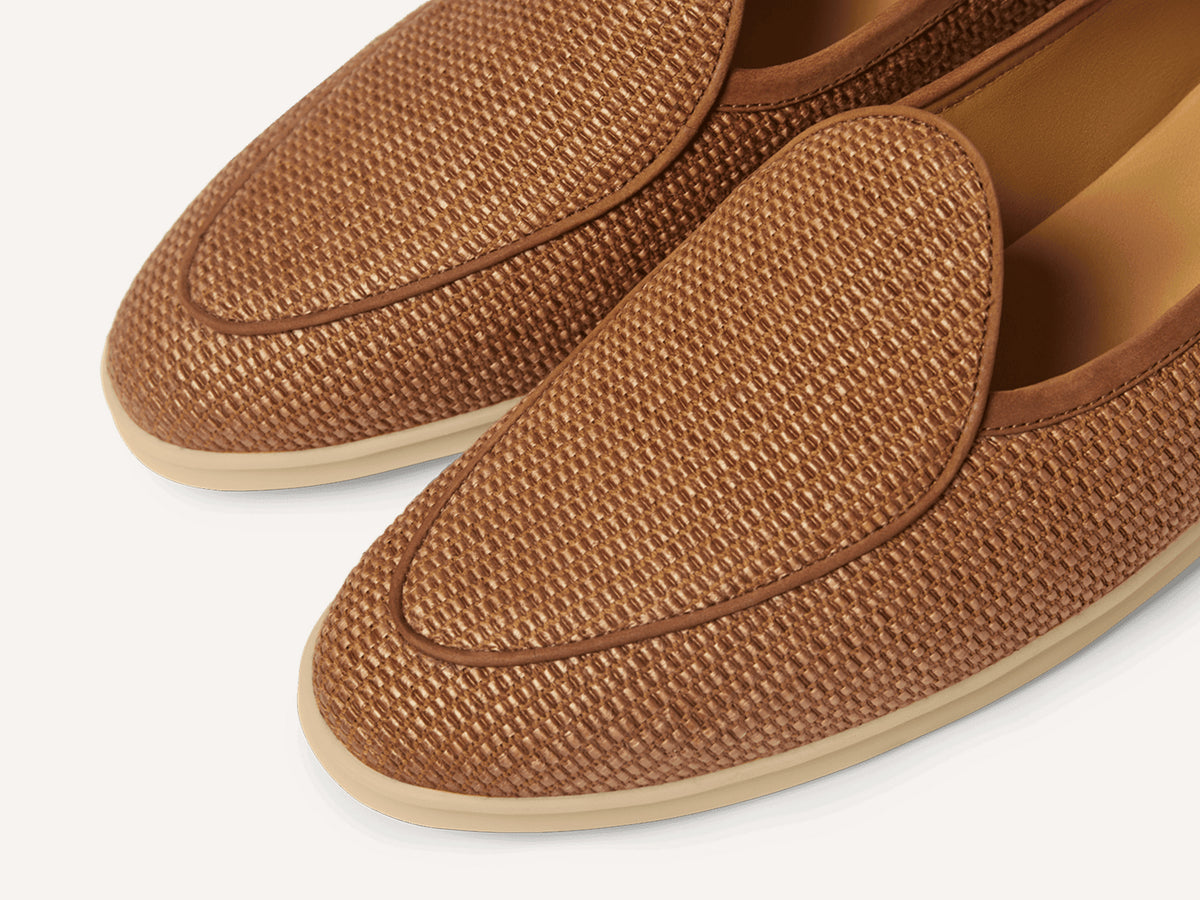 Stride Loafers in Honey Raffia with Natural Sole