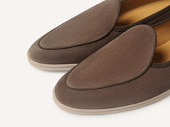 Stride Loafers in Fiji Taupe Glove Suede with Natural Sole
