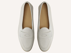 Stride Penny Loafers in Blanc Casse Moorland Calf with Natural Sole