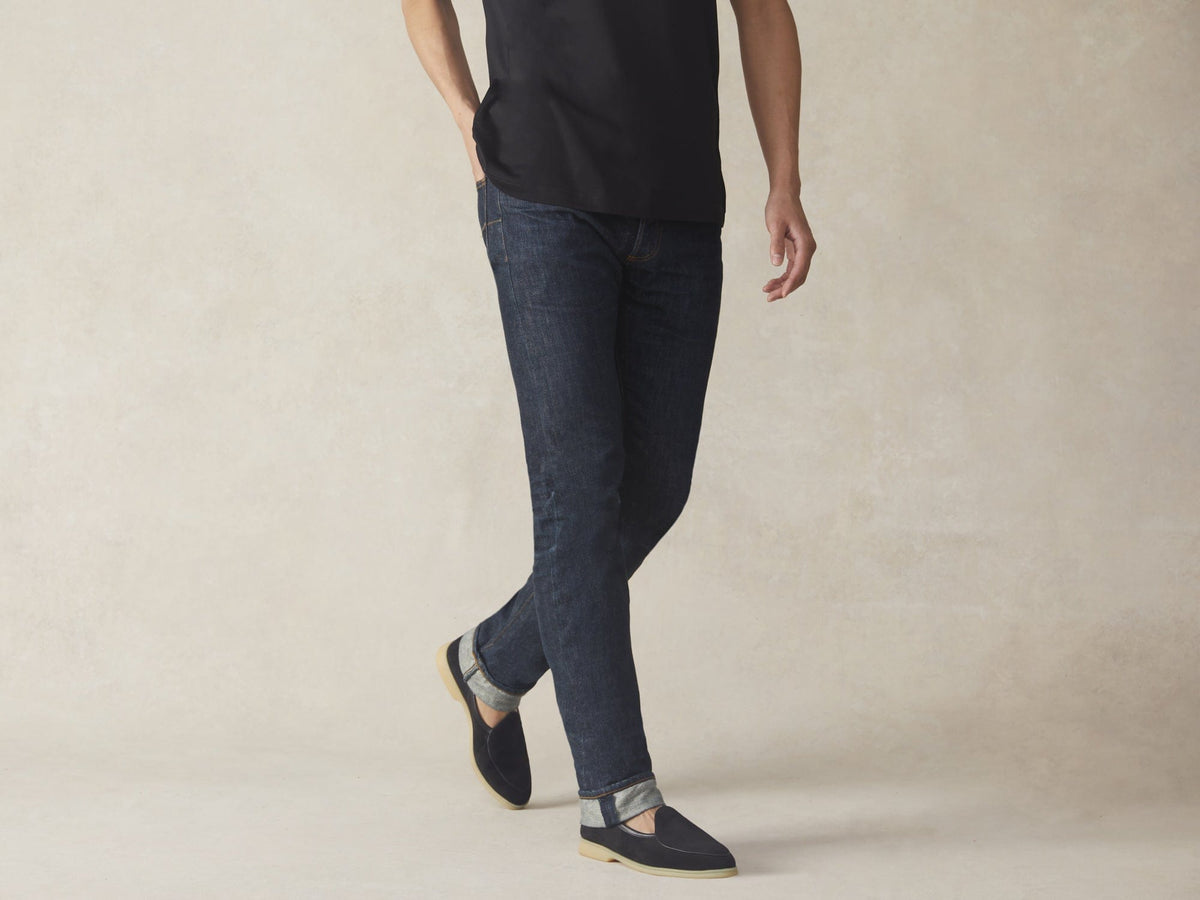 Stride Loafers in Black Glove Suede Natural Sole