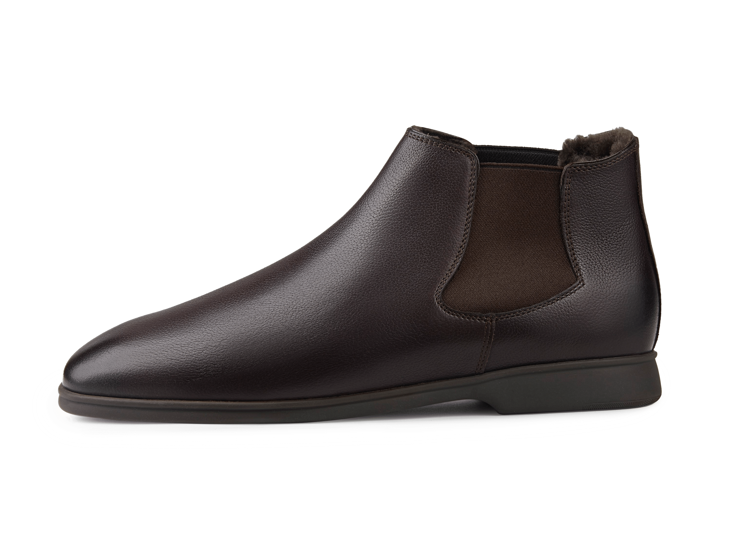 Rover in Boots Dark Brown Grain Calf with Shearling Lining