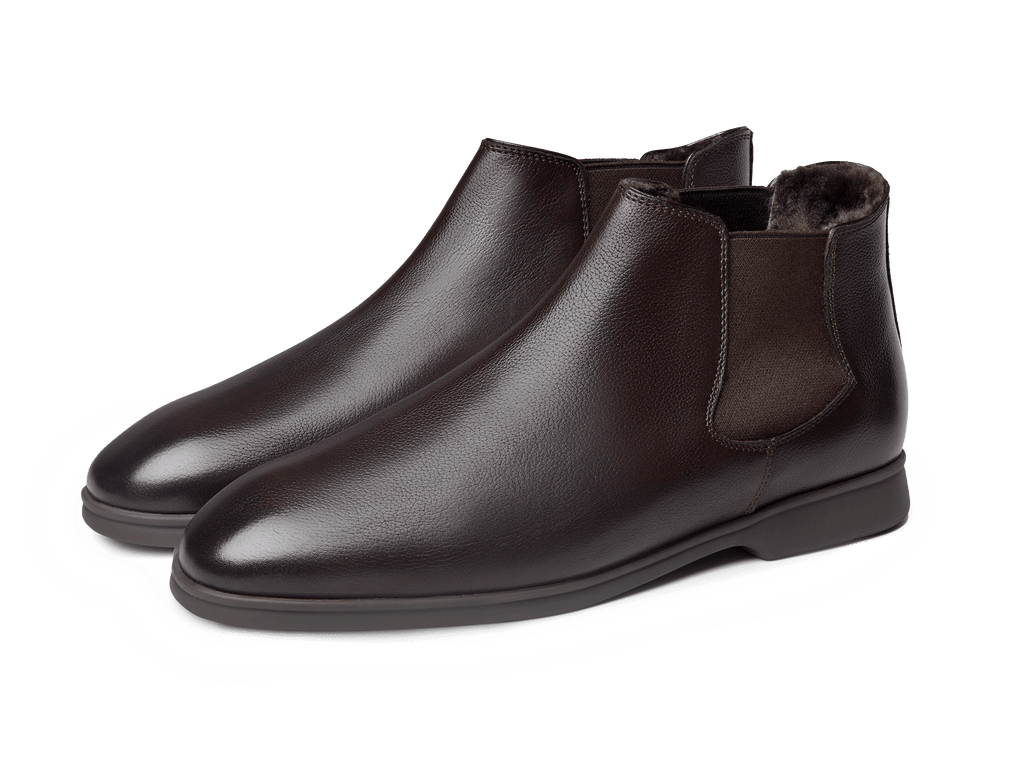 Rover in Boots Dark Brown Grain Calf with Shearling Lining