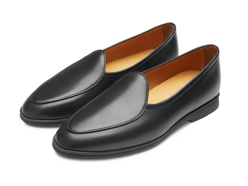 Stride Loafers in Black Milled Calf