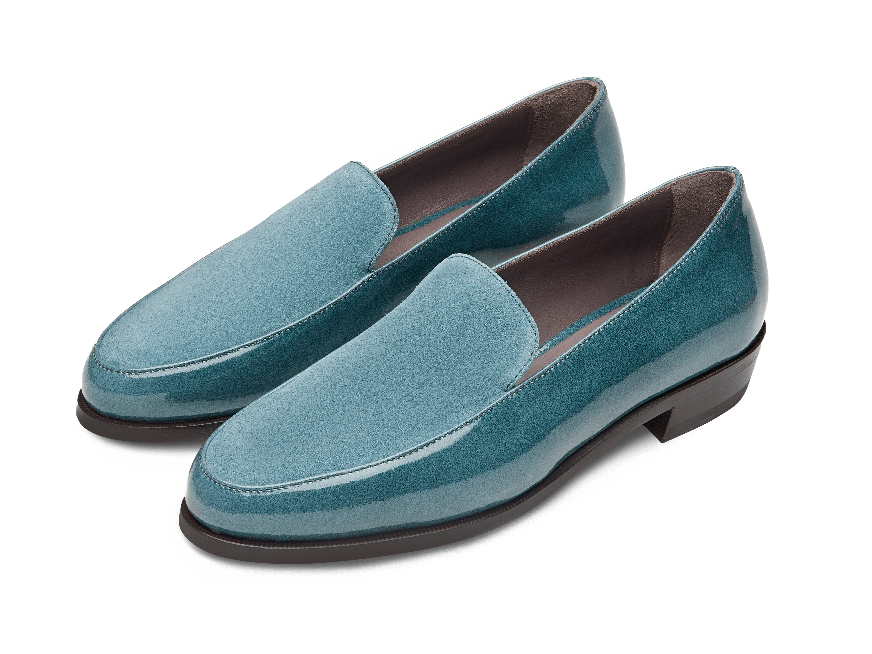 Ada Loafers in Frozen Lake Patent and Glove Suede