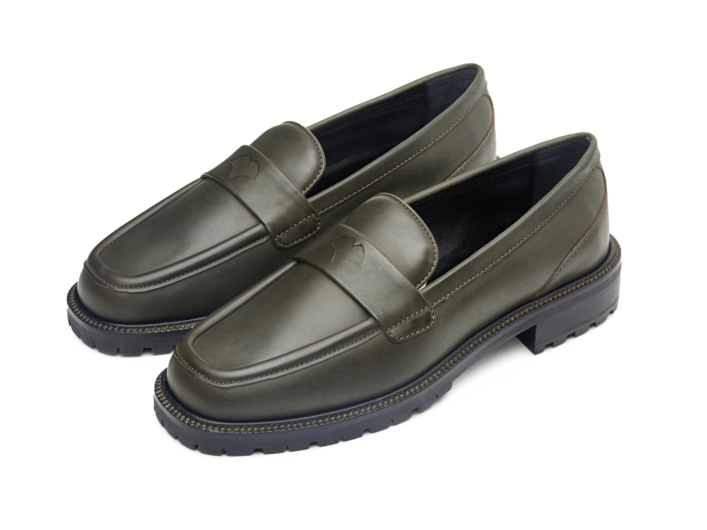 Charlotte Penny Loafers in Deep Green Calf