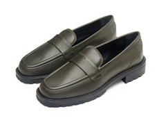Charlotte Penny Loafers in Deep Green Calf