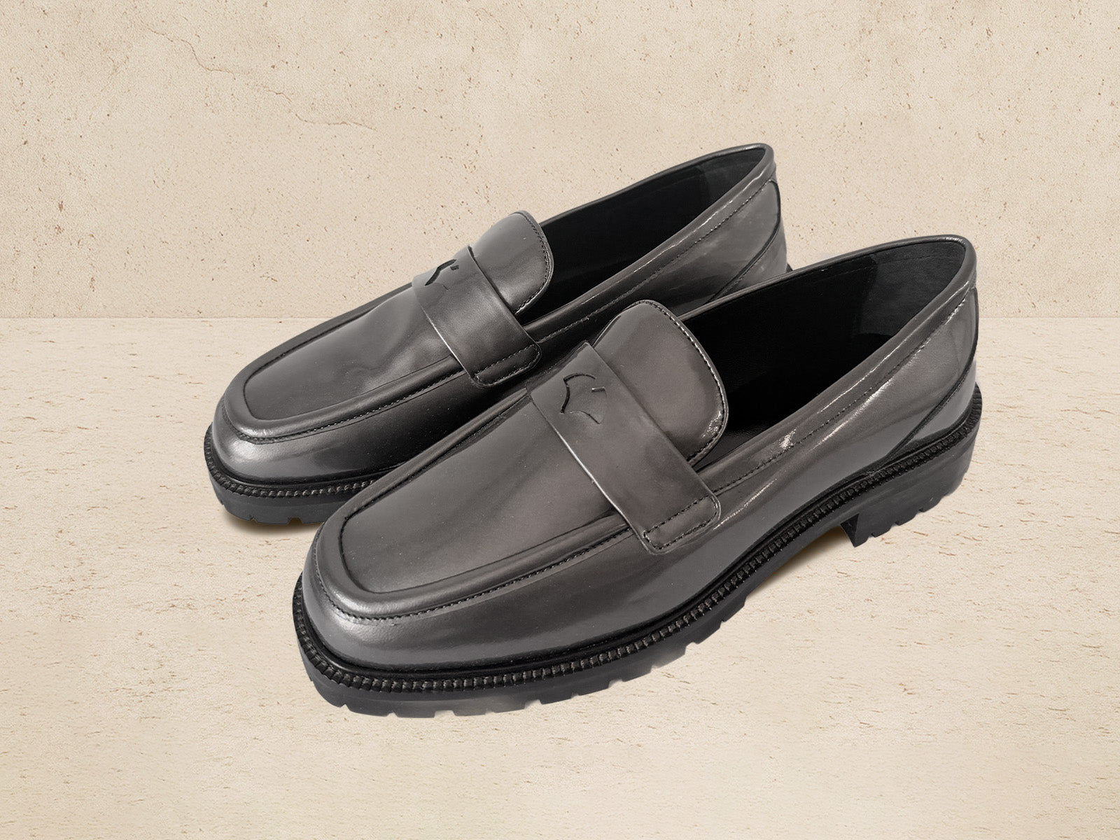 Charlotte Penny Loafer in Silver with Rubber Sole