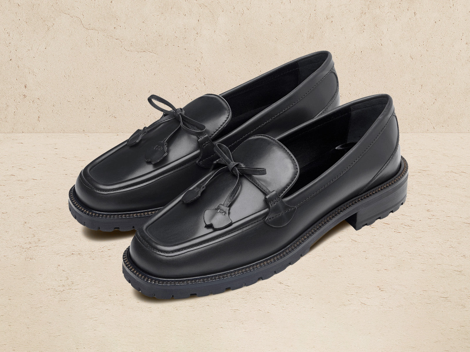 Charlotte Lace Loafers in Black Calf