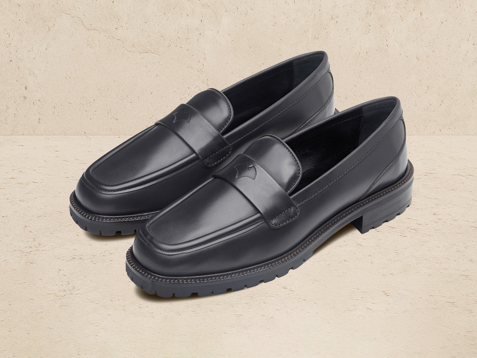 Charlotte Penny Loafers in Black Calf
