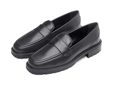 Charlotte Penny Loafers in Black Calf