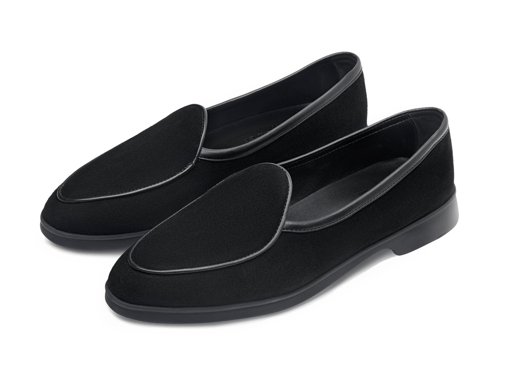 Stride Loafers in Black Glove Suede Dark Sole