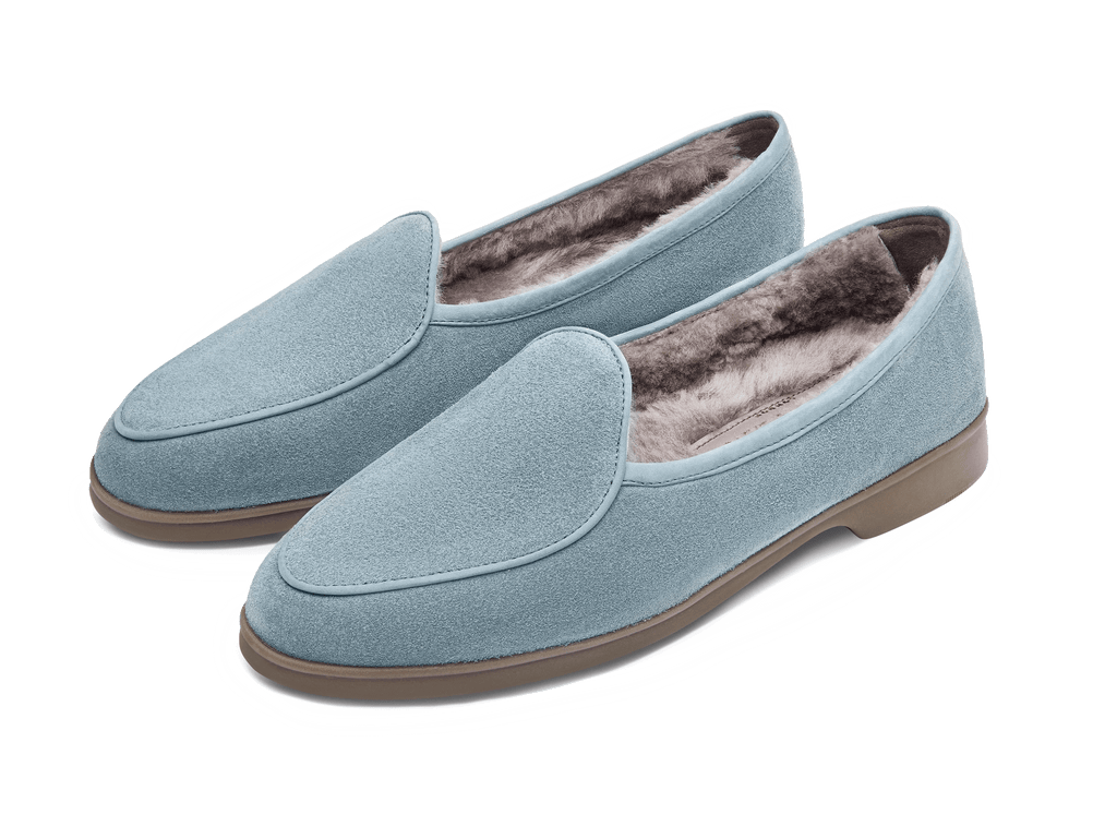 Stride Loafers in Thunder Blue Glove Suede with Shearling Lining