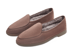 Stride Loafers in Deep Taupe Suede with Shearling Lining