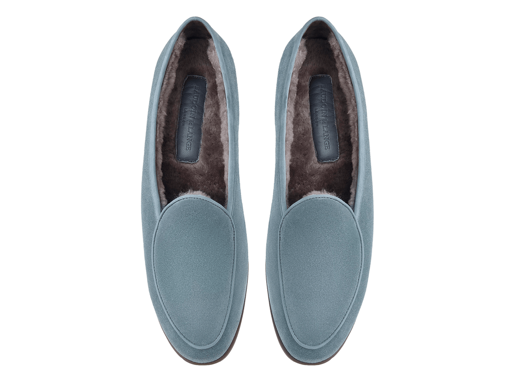 Stride Loafers in Thunder Blue Suede with Shearling Lining