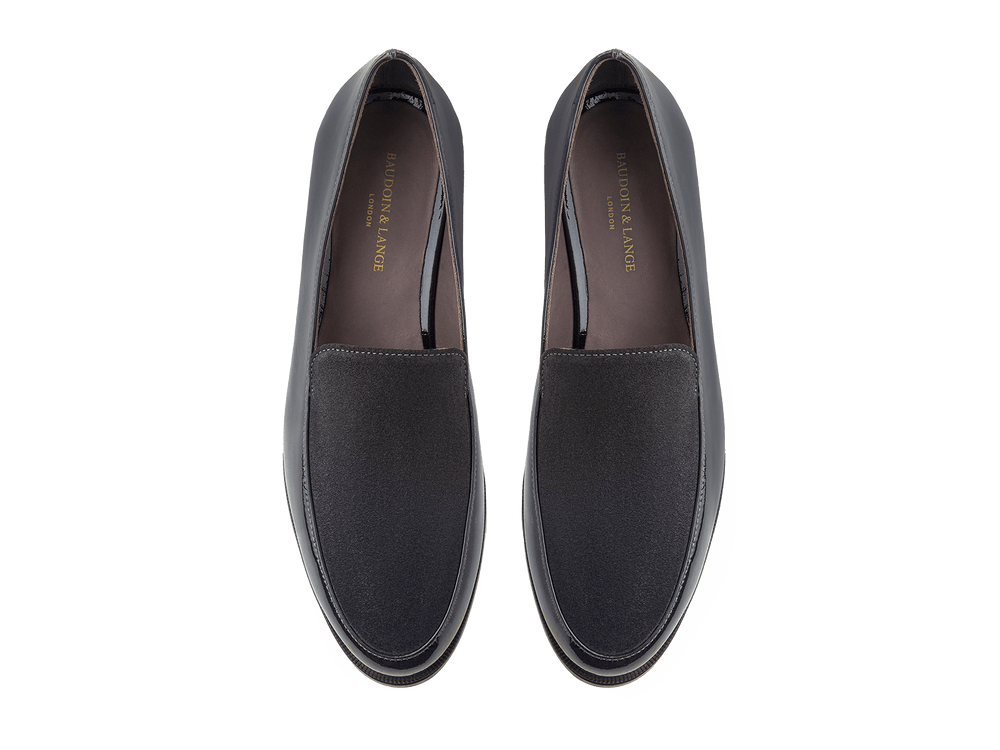 Ada Loafers in Peppercorn Patent and Glove Suede
