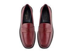 Charlotte Penny Loafers in Crimson Calf with Rubber Sole