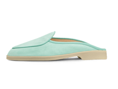 Stride Mule Loafers in Acqua Glove Suede Natural Sole
