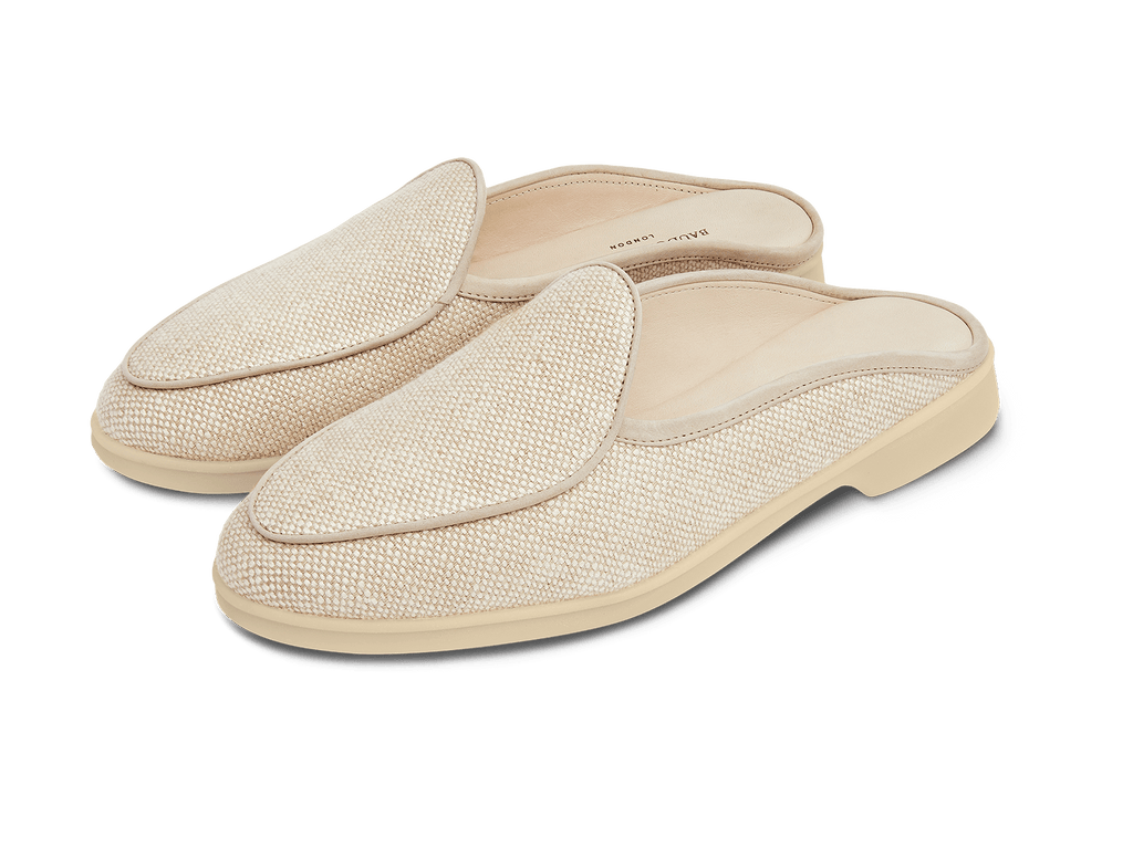 Stride Mule Loafers in Sand Linen Natural Sole