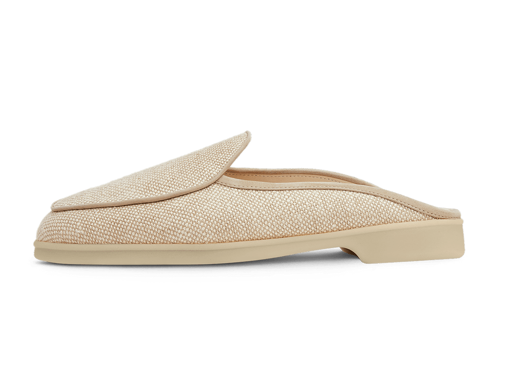 Stride Mule Loafers in Sand Linen Natural Sole