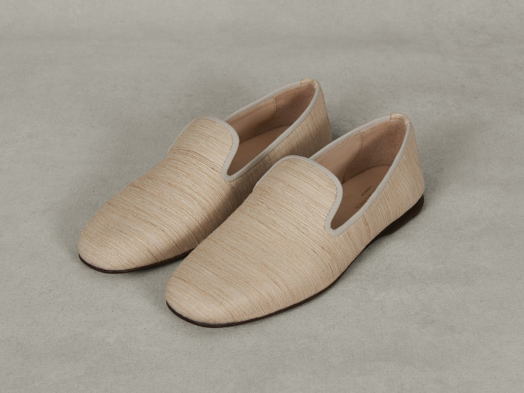 Fenice Loafers in Natural Silk and Gros Grain