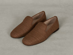 Fenice Loafers in Sirocco Silk and Gros Grain