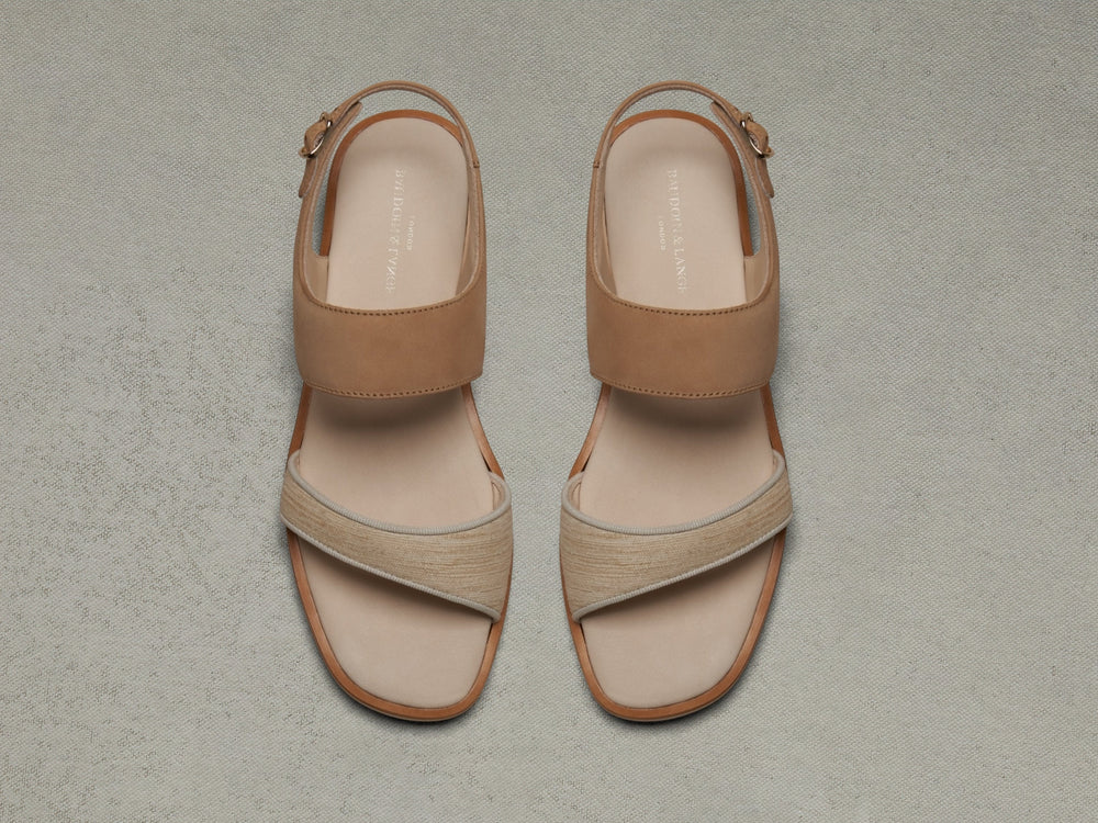 Nuage Sandal in Natural Silk and Nubuck