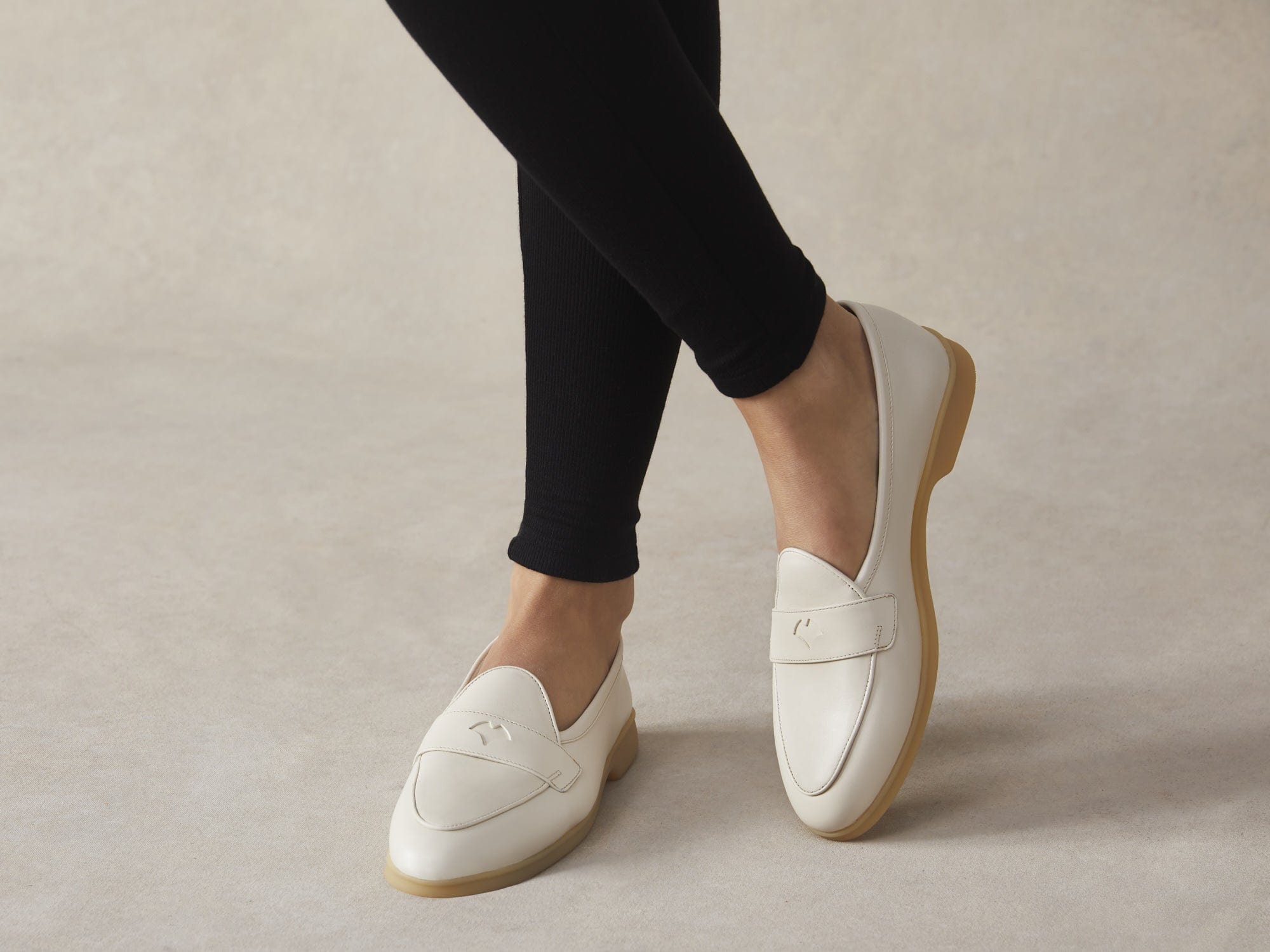 Stride Penny Loafers in Blanc Casse Milled Calf
