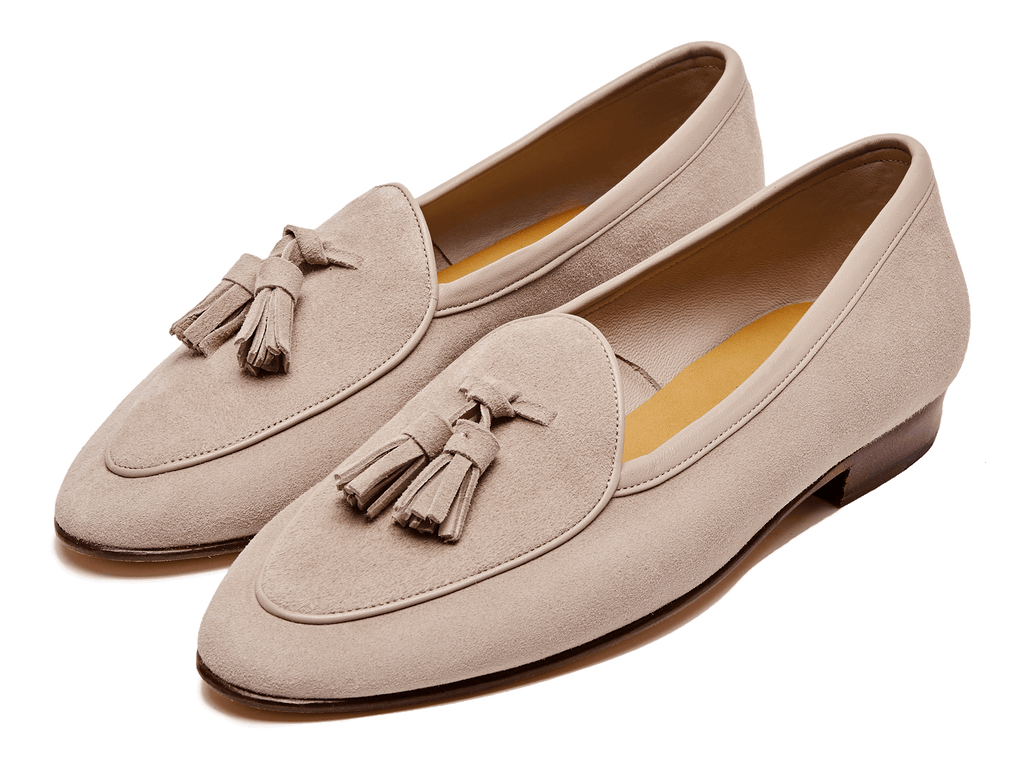 Sagan Classic Tassel Loafers in Albâtre Asteria Suede