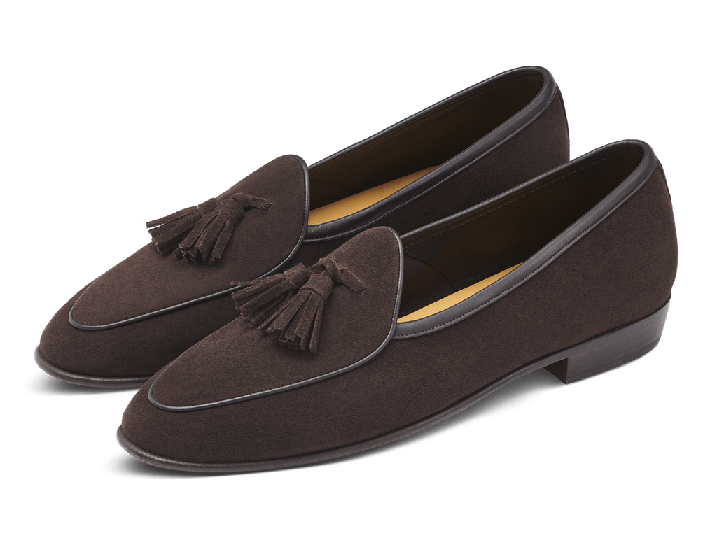 Sagan Classic Tassel Loafers in Dark Brown Suede – Baudoin & Lange