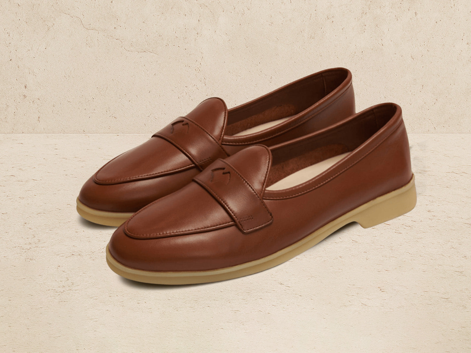 Stride Penny Loafers in Tan Milled Calf